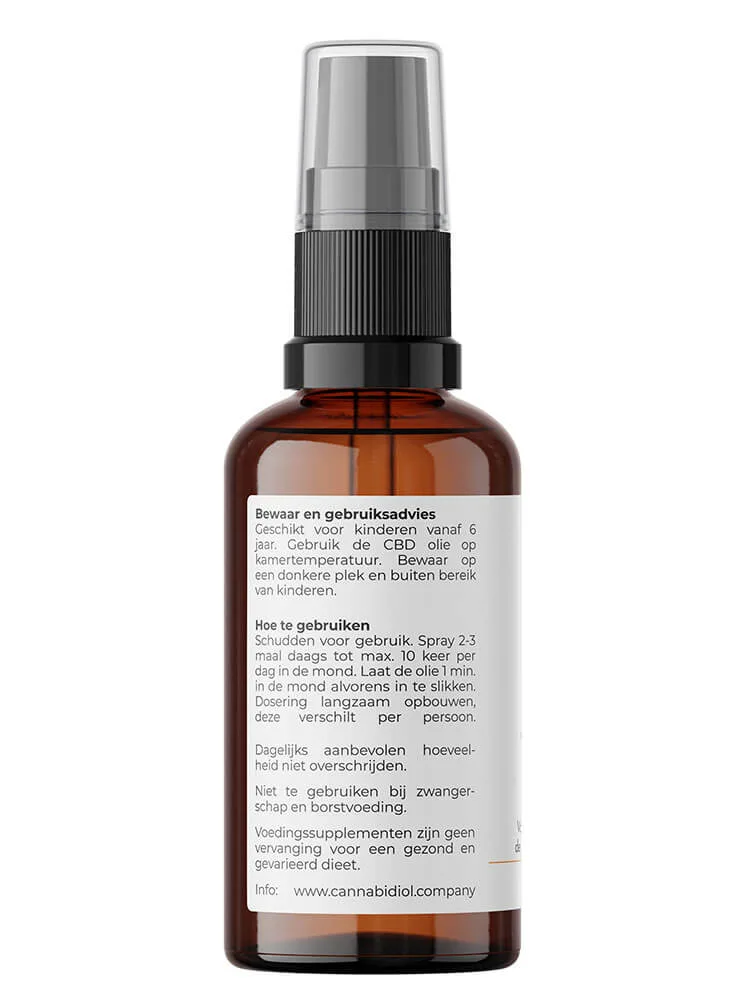 Kids CBD Spray label links - cbd olie voor kinderen
